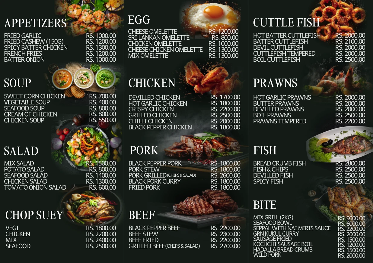 Nadun Uyana Full Menu